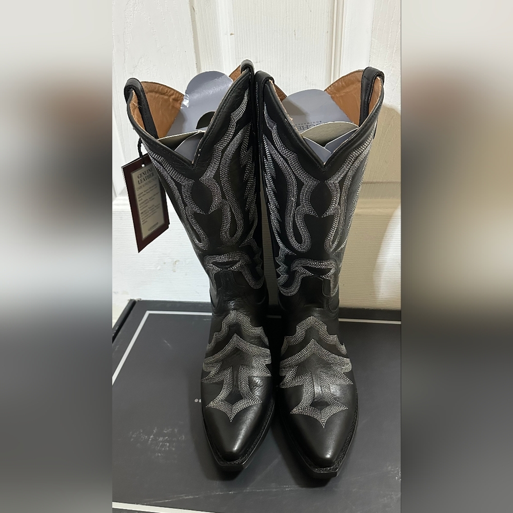 NWT Lucchese Black Cow Vamp Stitch Western Boot US women size 7.5 - Picture 2 of 6